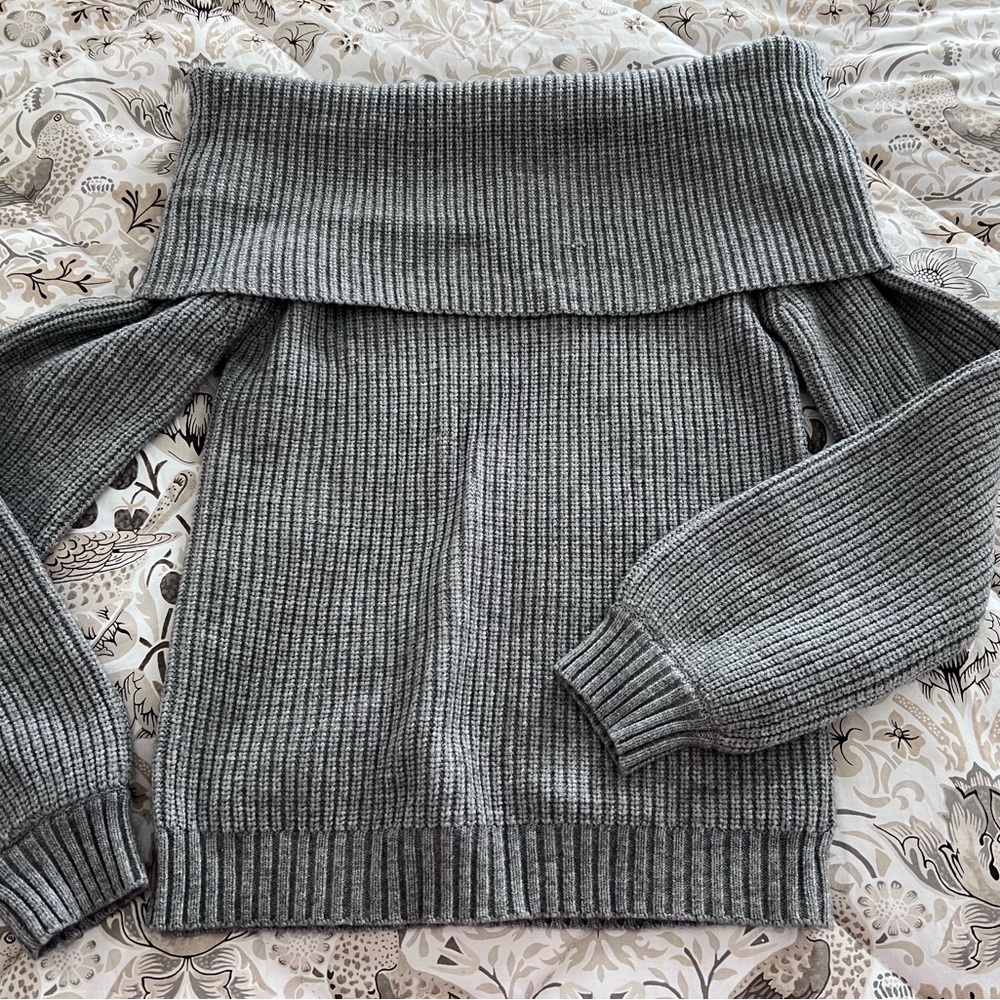 Gray Off-Shoulder Women's Sweater